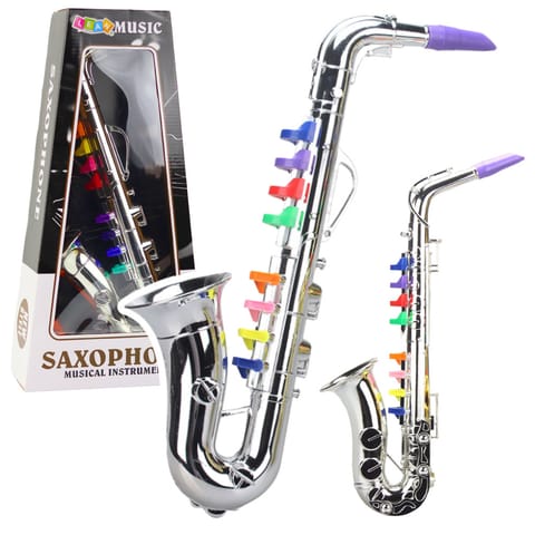 ⁨Instrument Muzyczny Dla Dzieci Saksofon Zabawkowy Srebrny⁩ w sklepie Wasserman.eu