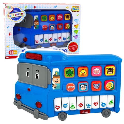 ⁨Pianinko Elektryczne Edukacyjne Dla Malucha Autobus Niebieski⁩ w sklepie Wasserman.eu