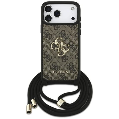 ⁨Etui Guess 4G Big Logo Cord Stap         Crossbody do iPhone 17 Pro Max brązowy⁩ w sklepie Wasserman.eu