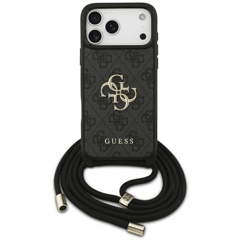 ⁨Etui Guess 4G Big Logo Cord Stap         Crossbody do iPhone 17 Pro Max czarny⁩ w sklepie Wasserman.eu