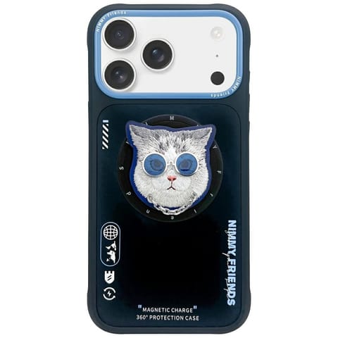 ⁨Etui Nimmy Glasses Cool Cat MagSafe do   iPhone 17 czarno niebieski⁩ w sklepie Wasserman.eu