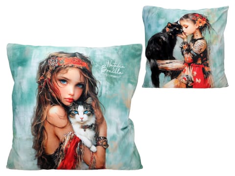 ⁨Poduszka z wypełnieniem/suwak - N. Bonilla, Kocie opowieści Clary (CARMANI)⁩ w sklepie Wasserman.eu