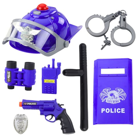 ⁨Zestaw Policyjny Dla Dzieci Kask Pistolet Kajdanki Akcesoria 9 el.⁩ w sklepie Wasserman.eu
