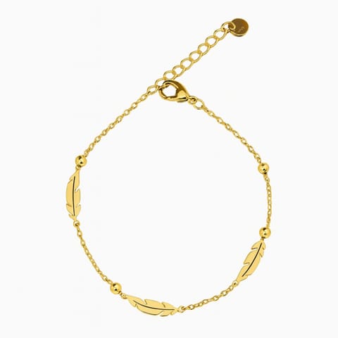 ⁨Bransoletka na rękę stal chirurgiczna pozłacana 14k złotem PIÓRKA BST1396⁩ w sklepie Wasserman.eu