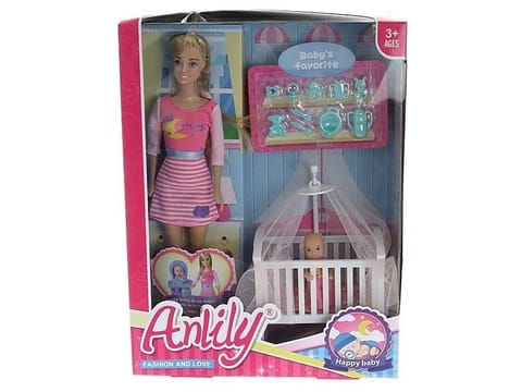 Lalka 29cm z łóżeczkiem i mini lalką w sklepie Wasserman.eu