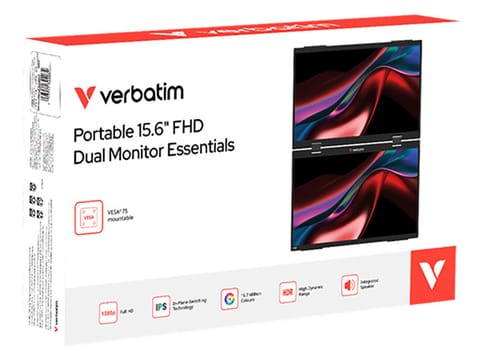 ⁨Verbatim monitor przenośny, Dual Monitor Essentials, 15.6", Full HD (1920x1080), 60Hz, czarny⁩ w sklepie Wasserman.eu