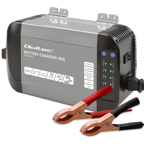 Qoltec Inteligentna profesjonalna ładowarka Monolith do akumulatorów LiFePO4 AGM GEL SLA | 30A | 12V w sklepie Wasserman.eu