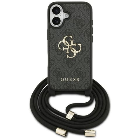 ⁨Etui Guess 4G Big Logo Cord Stap         Crossbody do iPhone 17 czarny⁩ w sklepie Wasserman.eu
