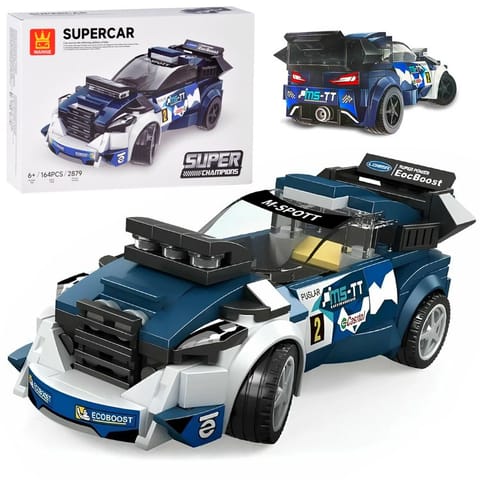 ⁨Klocki techniczne Sportowe auto GRANATOWE 164-elementy + naklejki ZA5745⁩ w sklepie Wasserman.eu