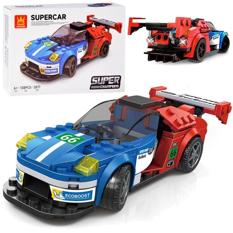 ⁨Klocki techniczne Sportowe auto NIEBIESKO-CZERWONE 138-elementów ZA5744⁩ w sklepie Wasserman.eu