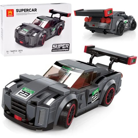 ⁨Klocki techniczne Sportowe auto SZARE 166-elementów + naklejki ZA5743⁩ w sklepie Wasserman.eu