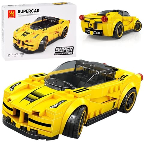 ⁨Klocki techniczne Sportowe auto ŻÓŁTE 143-elementy + naklejki ZA5742⁩ w sklepie Wasserman.eu