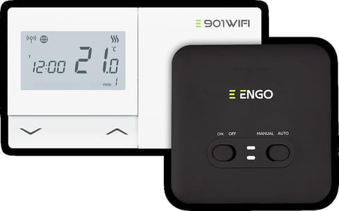 ⁨ENGO Controls E901-WIFI - Regulator temperatury bezprzewodowy, Wi-Fi, Internetowy, biały, 868MHz, bateryjny⁩ w sklepie Wasserman.eu