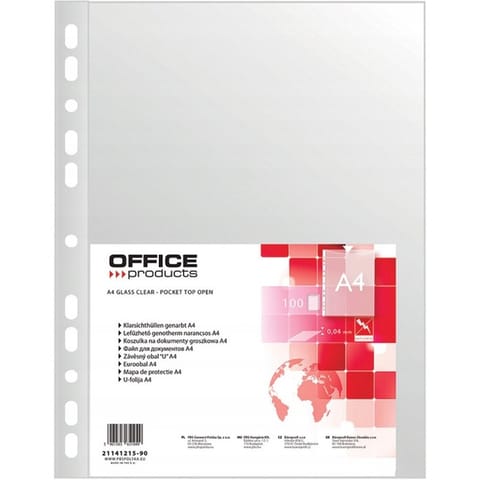 ⁨Koszulka groszkowa A4 40mic. (100szt.) 21141215-90 OFFICE PRODUCTS⁩ w sklepie Wasserman.eu