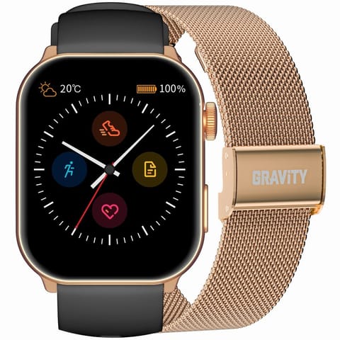Smartwatch Damski GRAVITY GT28-5 Pasek + Bransoleta Różowe złoto Czarny w sklepie Wasserman.eu