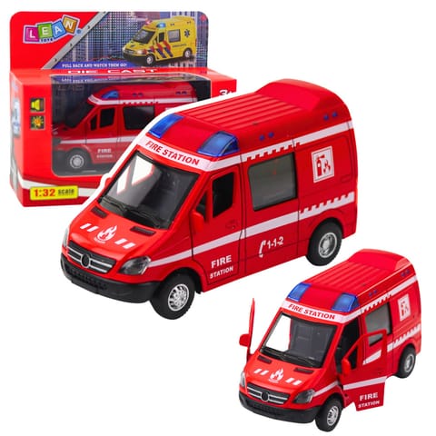 ⁨Samochód Strażacki Metalowy Napęd Pull Back Światła Dźwięki Czerwony 1:32⁩ w sklepie Wasserman.eu
