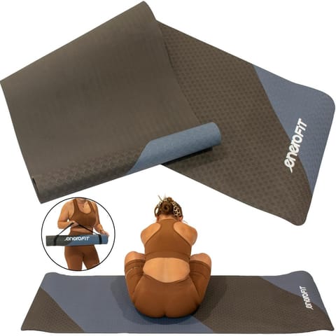 ⁨MATA DO JOGI I FITNESS TPE ANTYPOŚLIZGOWA CZARNO-NIEBIESKA ENERO FIT⁩ w sklepie Wasserman.eu