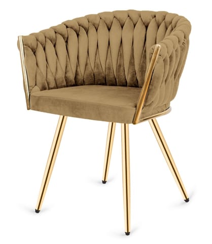 ⁨Krzesło plecione Lugano fotel TRECCIA SAND VELVET GOLD⁩ w sklepie Wasserman.eu