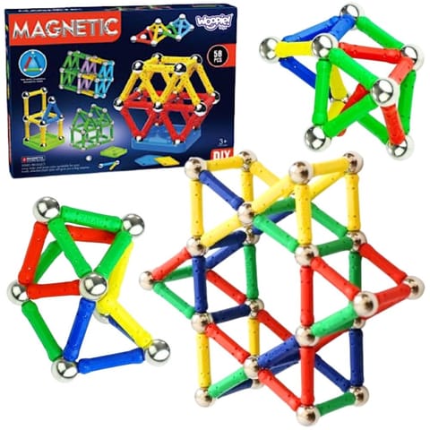 ⁨WOOPIE Klocki Magnetyczne Konstrukcyjne 3D 58 el.⁩ w sklepie Wasserman.eu