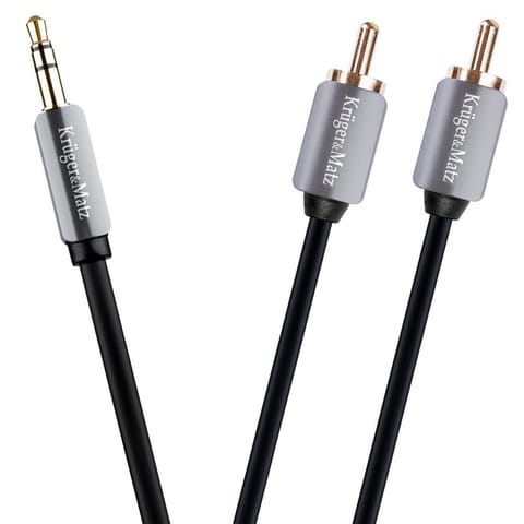 ⁨Cable jack plug 3.5 - 2RCA stereo 1.0m Kruger & Matz⁩ at Wasserman.eu