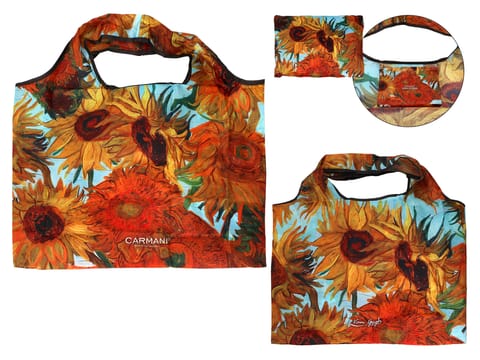⁨Torba na ramię, składana - V. van Gogh, Słoneczniki (CARMANI)⁩ w sklepie Wasserman.eu