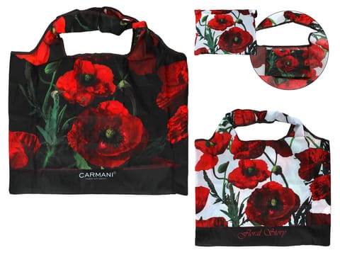 ⁨Torba na ramię, składana - Floral story, Maki (CARMANI)⁩ w sklepie Wasserman.eu