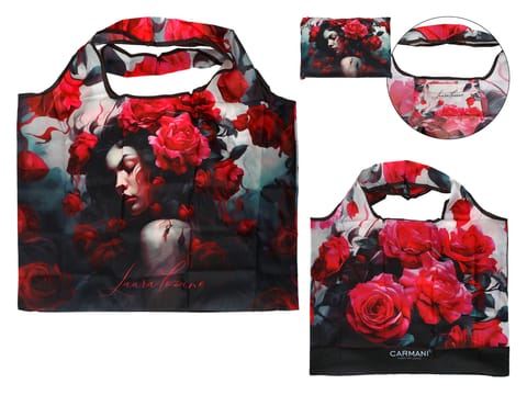 ⁨Torba na ramię, składana -  L. Lozano, Lady`s Floral Symphony (CARMANI)⁩ w sklepie Wasserman.eu