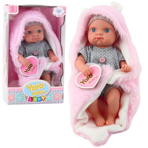 ⁨Lalka Bobas W Szarej Piżamce Z Kocykiem Króliczkiem Różowy 23cm⁩ w sklepie Wasserman.eu