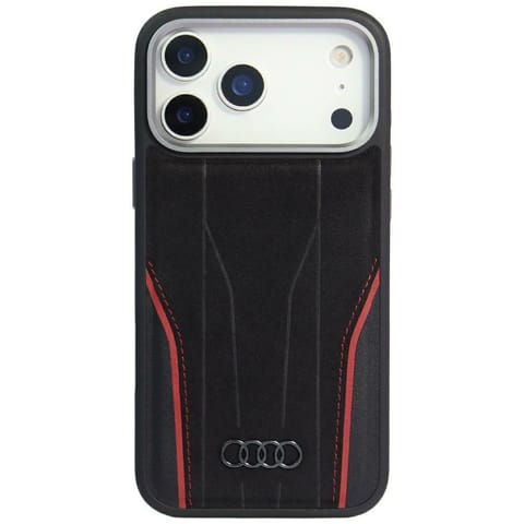 ⁨Etui Audi R8 Genuine Leather MagSafe do  iPhone 17 Pro czarno-czerwony⁩ w sklepie Wasserman.eu