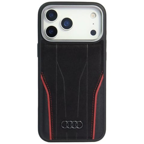 ⁨Etui Audi R8 Genuine Leather MagSafe do  iPhone 17 Pro Max czarno-czerwony⁩ w sklepie Wasserman.eu