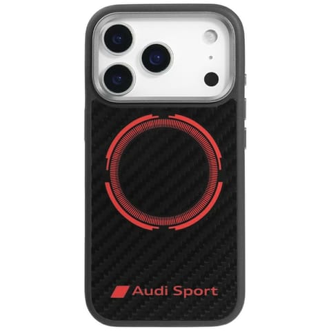 ⁨Etui Audi RSQ Carbon Fiber Sport Red     Circle MagSafe do iPhone 17 Pro czarny⁩ w sklepie Wasserman.eu