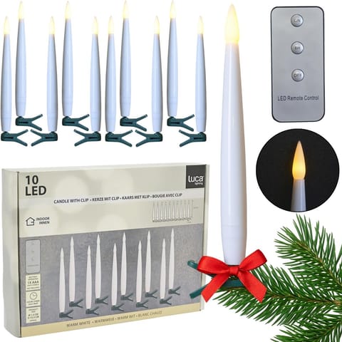 ⁨LAMPKI CHOINKOWE ŚWIECZKI NA KLIPIE 10 LED CIEPŁY BIAŁY LUCA⁩ w sklepie Wasserman.eu