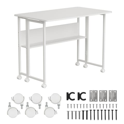 ⁨Składane biurko / stolik Maclean, białe, mobilne, 100x58cm,  max. 50kg, MC-126 W⁩ w sklepie Wasserman.eu