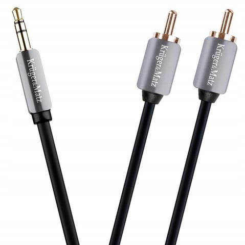 ⁨Kabel wtyk jack 3.5 - 2RCA stereo 1.8m Kruger&Matz⁩ w sklepie Wasserman.eu