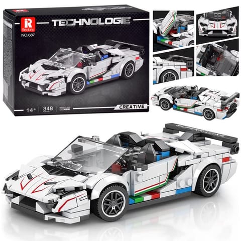 ⁨Klocki techniczne Supersportowe auto BIAŁY KABRIOLET spojler 348-ele ZA5787⁩ w sklepie Wasserman.eu