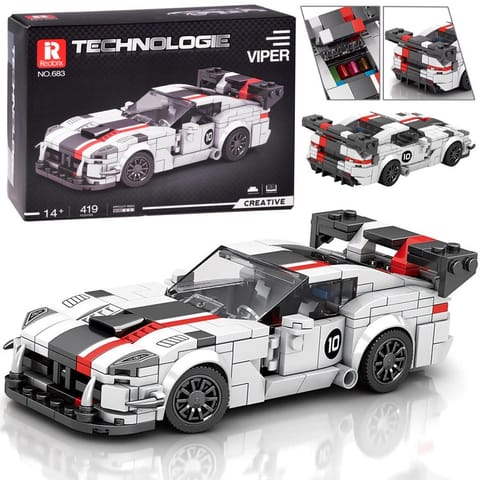 ⁨Klocki techniczne Supersportowe auto BIAŁY VIPER spojler 419-ele ZA5784⁩ w sklepie Wasserman.eu