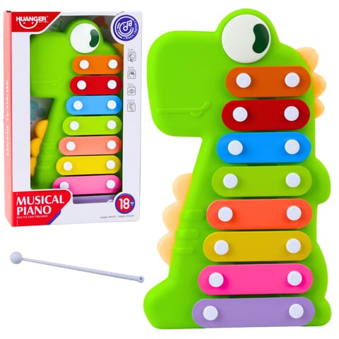⁨Cymbałki Instrument Muzyczny Dla Malucha 8 Płytek Dinozaur Zielony⁩ w sklepie Wasserman.eu