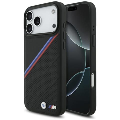 ⁨Etui BMW M Tricolor Metal Logo MagSafe   do iPhone 17 Pro Max czarny⁩ w sklepie Wasserman.eu