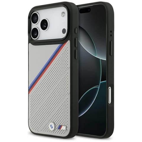 ⁨Etui BMW M Tricolor Metal Logo MagSafe   do iPhone 17 Pro Max szary⁩ w sklepie Wasserman.eu