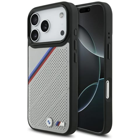 ⁨Etui BMW M Tricolor Metal Logo MagSafe   do iPhone 17 Pro szary⁩ w sklepie Wasserman.eu