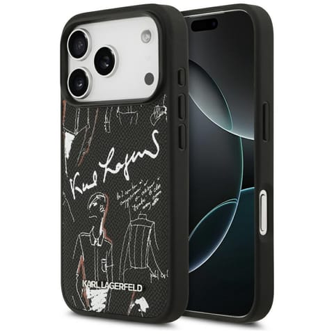 ⁨Etui Karl Lagerfeld Grained Pattern &    Logo MagSafe do iPhone 17 Pro czarny⁩ w sklepie Wasserman.eu