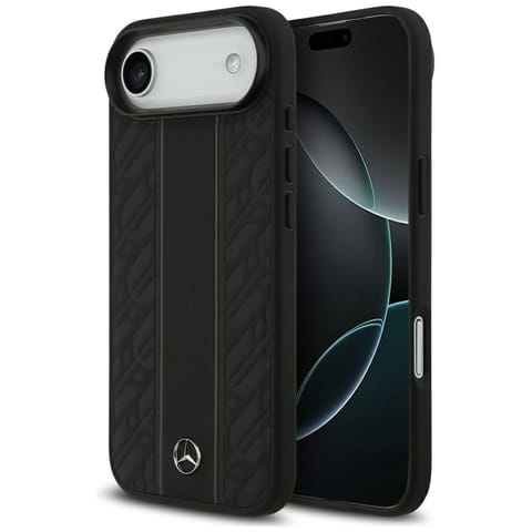 ⁨Etui Mercedes Leather Laurel Leaves      Stripes MagSafe do iPhone 17 Air czarny⁩ w sklepie Wasserman.eu