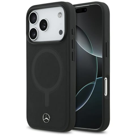 ⁨Etui Mercedes Plain Smooth Leather       MagSafe do iPhone 17 Pro czarny⁩ w sklepie Wasserman.eu