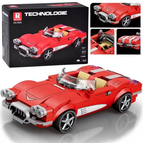 ⁨Klocki techniczne Retro auto CZERWONY KABRIOLET z lat 50. 311-ele ZA5790⁩ w sklepie Wasserman.eu