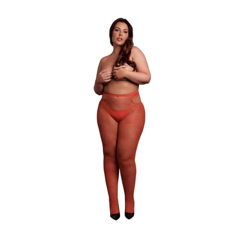 ⁨Shimmering Cut-Out Tights - Plus Size - Red/Gold Glitter (kolor jak na zdjęciu, rozmiar Plus Size)⁩ w sklepie Wasserman.eu