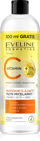 ⁨EVELINE Vitamin c Rozświetlający płyn micelarny 3w1 500 ml⁩ w sklepie Wasserman.eu