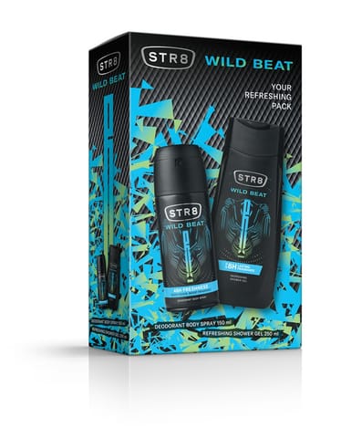 ⁨STR8 Zestaw prezentowy męski Wild Beat (Dezodorant spray 150ml + Żel pod prysznic 250ml)⁩ w sklepie Wasserman.eu
