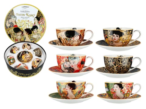 ⁨Kpl. 6 filiżanek w okrągłym pudełku - G. Klimt (CARMANI)⁩ w sklepie Wasserman.eu