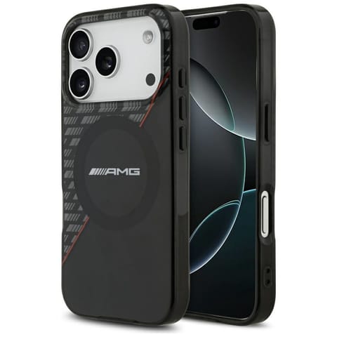 ⁨Etui AMG Double Layer Transparent Rhombs MagSafe do iPhone 17 Pro czarny/czerwony⁩ w sklepie Wasserman.eu