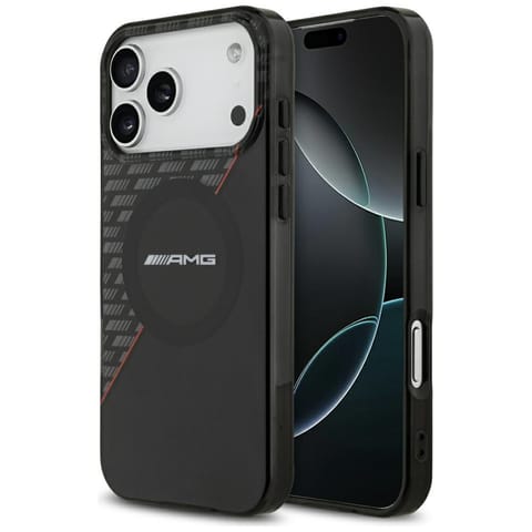 ⁨Etui AMG Double Layer Transparent Rhombs MagSafe do iPhone 17 Pro Max czarny/czerwony⁩ w sklepie Wasserman.eu